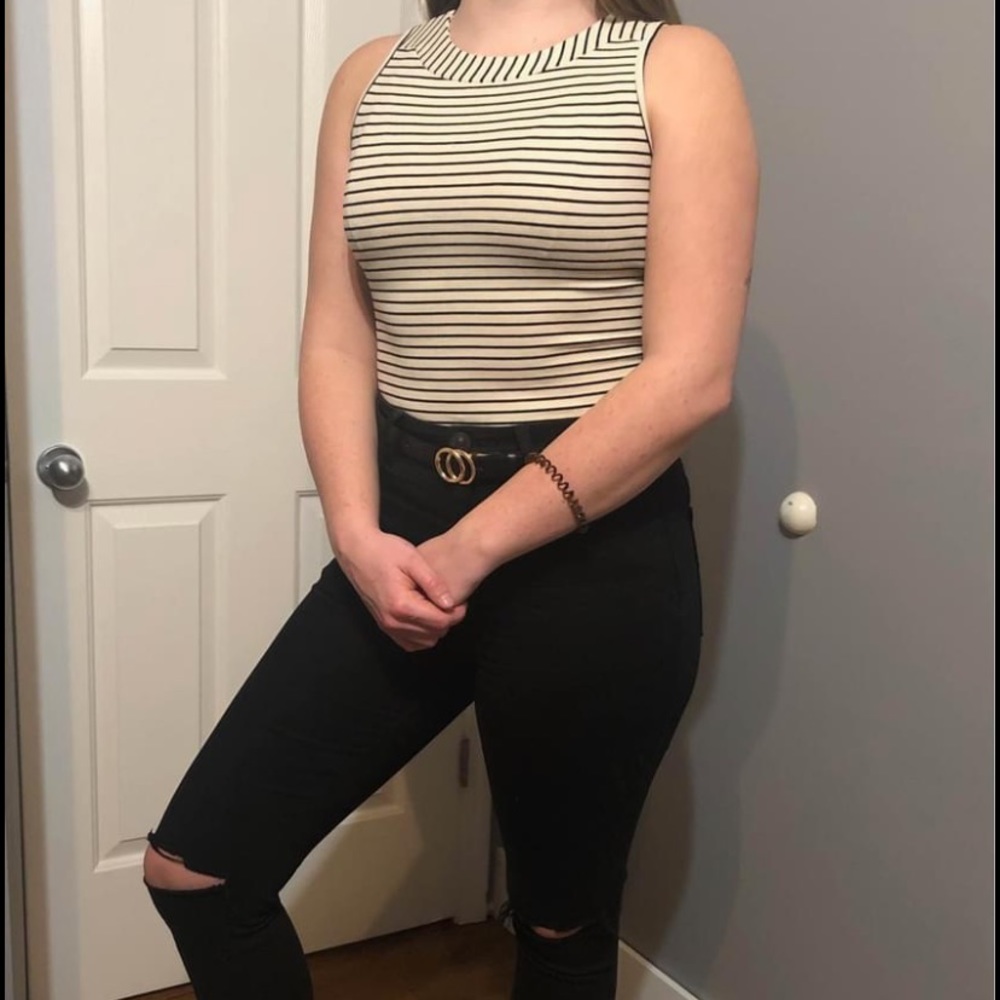 Black and white striped bodysuit
